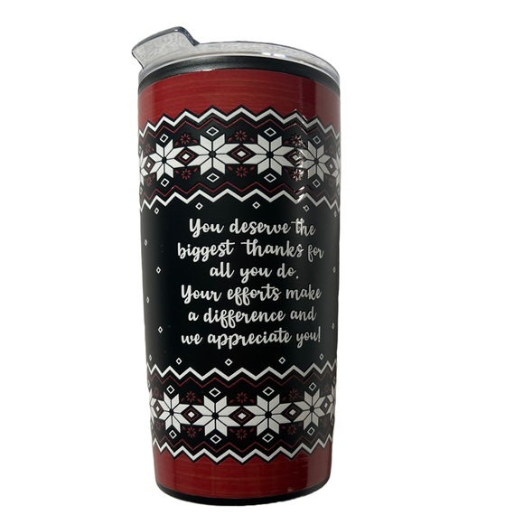 NWOT RED AND BLACK 20 OZ GRATITUDE GIFT TO GO MUG / TUMBLER - Picture 3 of 4